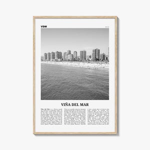 Viña Del Mar Impresión Blanco y Negro, Viña del Mar Wall Art, Cartel de Viña del Mar, Foto de Viña del Mar, Decoración de Viña del Mar, Mapa de Viña del Mar