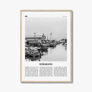 Semarang Print Schwarzweiß, Semarang Wandkunst, Semarang Poster, Semarang Foto, Semarang Wanddekor, Semarang Karte, Indonesien