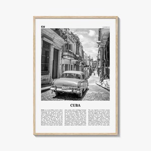 Cuba Poster Print Black and White, Havana Travel Wall Art, La Habana Caribbean Decor