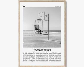 Newport Beach Poster Print Black and White, California Travel Wall Art, Coastal Photography