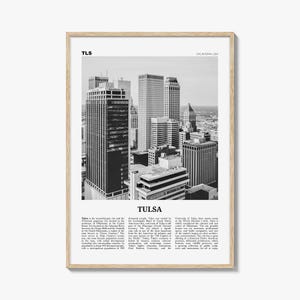 Impressão em preto e branco de Tulsa, arte de parede de Tulsa, pôster de Tulsa, foto de Tulsa, decoração de parede de Tulsa, Oklahoma, EUA, Estados Unidos, América do Norte