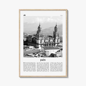 Jaen Print Schwarzweiß, Jaen Wandkunst, Jaen Poster, Jaen Foto, Jaen Wanddekor, Jaen Karte, Spanien