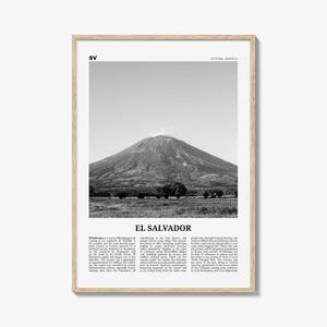 El Salvador Print Black and White No 3, El Salvador Wall Art, El Salvador Poster, El Salvador Photo, El Salvador Wall Décor, El Salvador Map