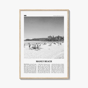 Manly Beach Poster Schwarzweiß, Manly Beach Wandkunst, Manly Beach Poster, Manly Beach Foto, Sydney, New South Wales, Australien