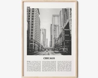Chicago Print Blanco y Negro No 3, Chicago Wall Art, Cartel de Chicago, Foto de Chicago, Decoración de Chicago, Illinois, EE.UU., Estados Unidos