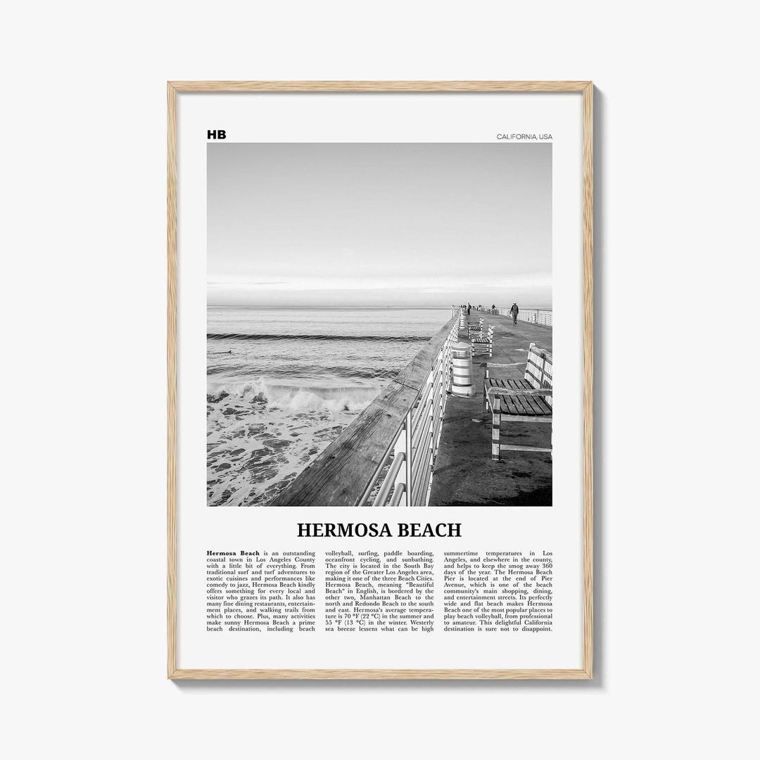 Hermosa Beach Poster Print Black and White, Pier Photo, California ...