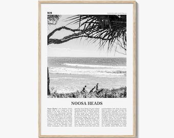 Noosa Heads Print Black and White No 1, Noosa Heads Wall Art, Noosa Heads Poster, Sunshine Coast Print, Queensland, Australia, Oceania