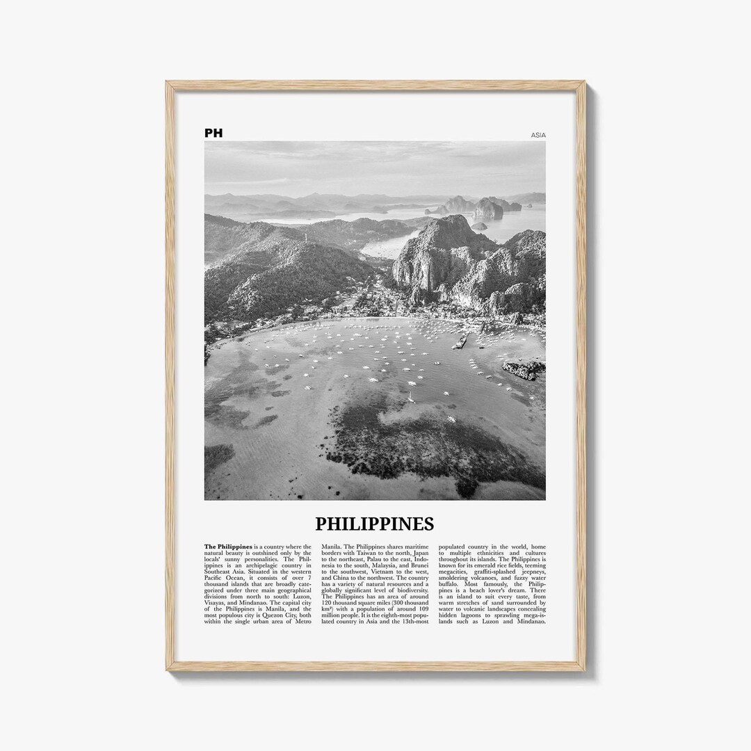 Philippines Poster Print Black And White Asia Travel Wall Art Coastal 