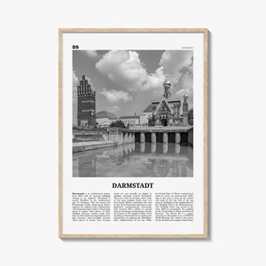 Impressão de Darmstadt em preto e branco, arte de parede de Darmstadt, pôster de Darmstadt, foto de Darmstadt, decoração de parede de Darmstadt, mapa de Darmstadt, Alemanha