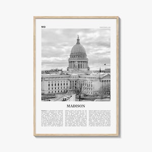 Madison Print Black and White No 2, Madison Wall Art, Madison Poster, Madison Photo, Madison Décor, Wisconsin, USA, United States