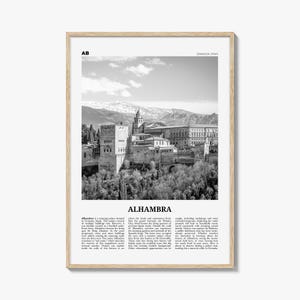 Alhambra Print Schwarzweiß, Alhambra Wandkunst, Alhambra Poster, Alhambra Foto, Alhambra Karte, Alhambra Wanddekor, Grenada, Spanien
