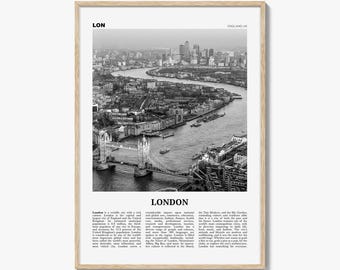 London Print schwarz weiß Nr. 2, London Wandkunst, London Poster, London Foto, Tower Bridge, Elizabeth Tower, England, UK, Vereinigtes Königreich