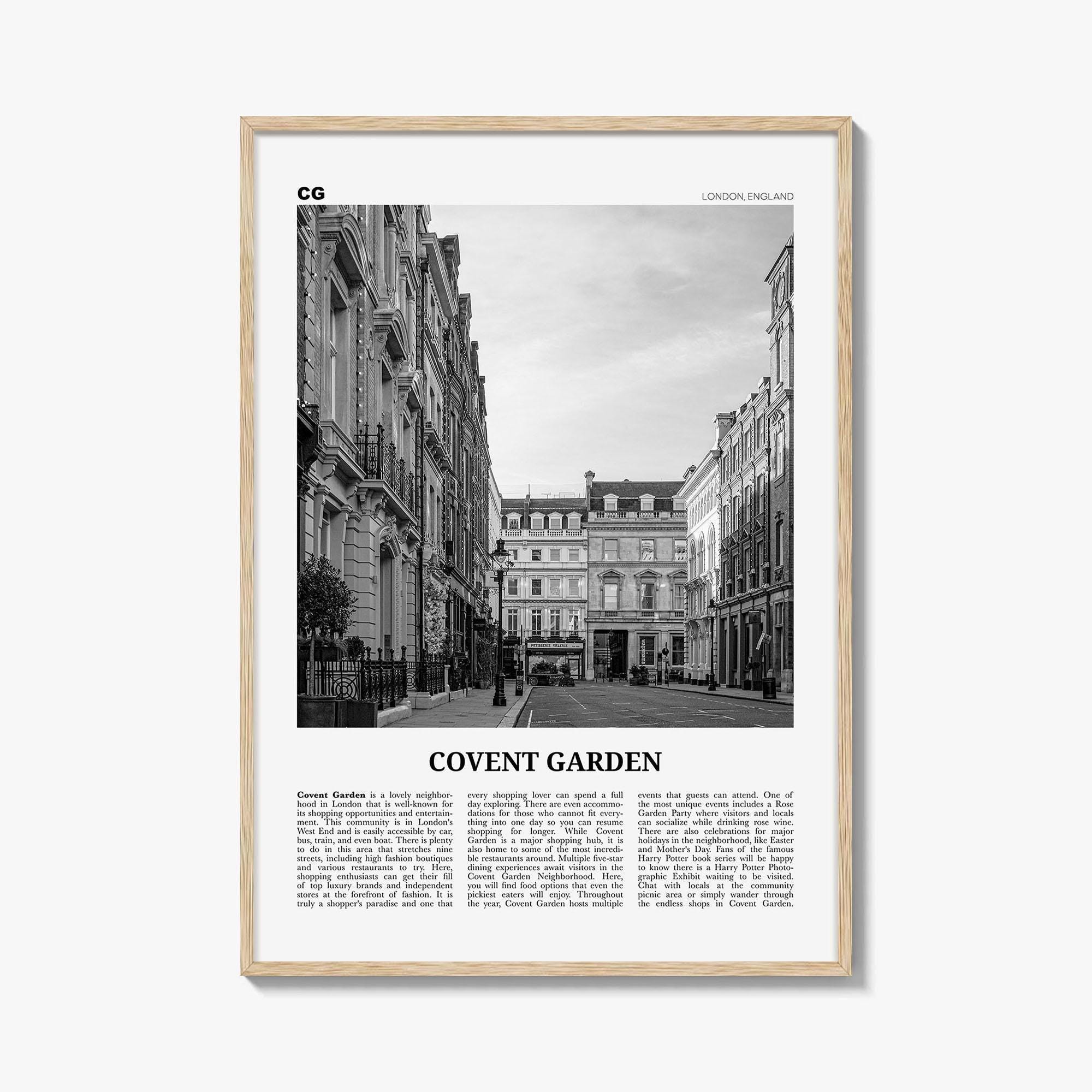 Covent Garden Print Black and White, Covent Garden Wall Art, Covent Garden Poster, Covent Garden Photo, Covent Garden Décor, London, England