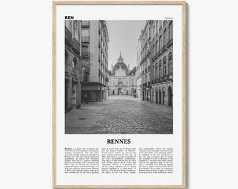 Rennes Print Schwarzweiß, Rennes Wandkunst, Rennes Poster, Rennes Foto, Rennes Wanddekor, Frankreich, Roazhon, Bretagne