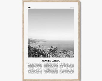 Monte Carlo Poster Print Black and White, Monaco Wall Art, French Riviera Photo