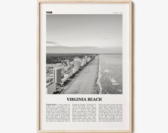 Virginia Beach Print Black and White, Virginia Beach Wall Art, Virginia Beach Poster, Virginia, USA, United States, North America