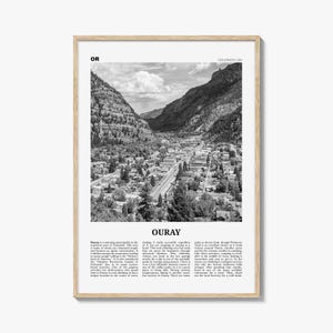 Ouray Print Black and White, Ouray Wall Art, Ouray Poster, Ouray Photo, Ouray Wall Décor, Ouray Map, Colorado, USA