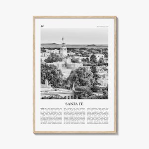 Santa Fe Print Black and White, Santa Fe Wall Art, Santa Fe Poster, Santa Fe Photo, Santa Fe Wall Décor, New Mexico, USA, United States