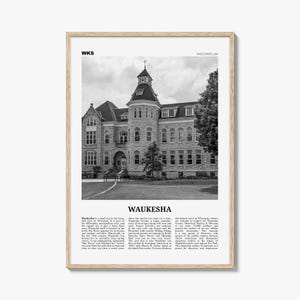Waukesha Print Black and White, Waukesha Wall Art, Waukesha Poster, Waukesha Photo, Waukesha Map, Waukesha Wall Decor, Wisconsin, USA