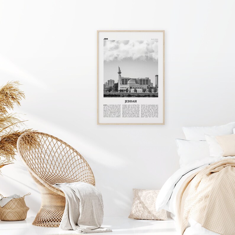 Jeddah Print Black and White Jeddah Wall Art Jeddah Poster Etsy