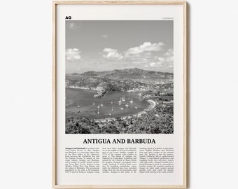 Antigua and Barbuda Print Black and White, Antigua and Barbuda Wall Art, Antigua and Barbuda Poster, St John's, Caribbean