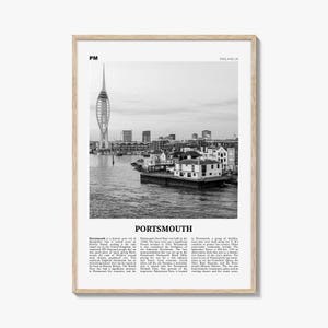 Portsmouth Print Black and White England No 3, Portsmouth Wall Art, Portsmouth Poster, Portsmouth Photo, Portsea Island, Hampshire