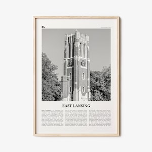 East Lansing Print Black and White, East Lansing Wall Art, East Lansing Poster, East Lansing Photo, East Lansing Wall Décor, Michigan, USA