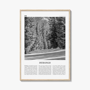 Durango Print Black and White Colorado, Durango Wall Art, Durango Poster, Durango Photo, Durango Décor, USA, United States, North America