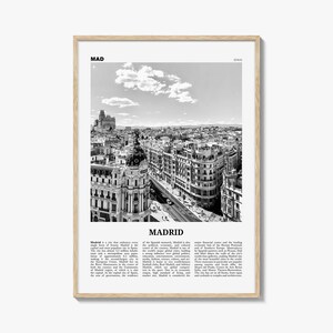 Madrid Print Schwarzweiß Nr. 1, Madrid, Wandkunst, Madrid Poster, Madrid Foto, Madrid Wanddekor, Stadt Kunstdruck, Spanien, España