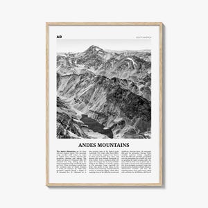 Anden Berge Print schwarz weiß, Anden Wandkunst, Anden Poster, Anden Foto, Anden Karte, Anden Wanddekor, Südamerika