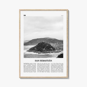 San Sebastián Poster Schwarzweiß Nr. 2, San Sebastián Wandkunst, San Sebastián Poster, Donostia, Baskenland, Spanien, España, Europa