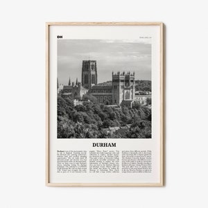 Durham Print Black and White, Durham Wall Art, Durham Poster, Durham Photo, Durham Wall Décor, Durham Map, England, UK