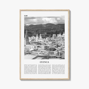 Cuenca Print Black and White Ecuador, Cuenca Wall Art, Cuenca Poster, Cuenca Photo, Cuenca Decor, Santa Ana, Cuatro Ríos, South America