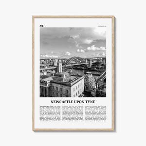 Newcastle Upon Tyne Print: Black and White Cityscape Poster