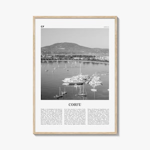Korfu Print Schwarzweiß, Korfu Wandkunst, Korfu Poster, Korfu Foto, Korfu Wanddekor, Kerkyra, Ẹqiyi, Griechenland, Ionische Inseln