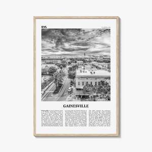 Gainesville afdrukken zwart-wit, Gainesville kunst aan de muur, Gainesville poster, Gainesville foto, Gainesville wanddecoratie, Florida, VS