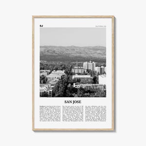 San Jose print zwart-wit Californië nr. 2, San Jose muurkunst, San Jose poster, San Jose Photo, Californië, Verenigde Staten