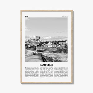Bamburgh Print Black and White, Bamburgh Wall Art, Bamburgh Poster, Bamburgh Photo, Northumberland, England, UK, United Kingdom