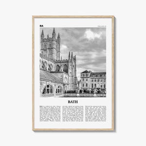Bath Print Black and White, Bath Wall Art, Bath Poster, Bath Photo, Bath Wall Decor, England, UK, United Kingdom, Somerset, Europe