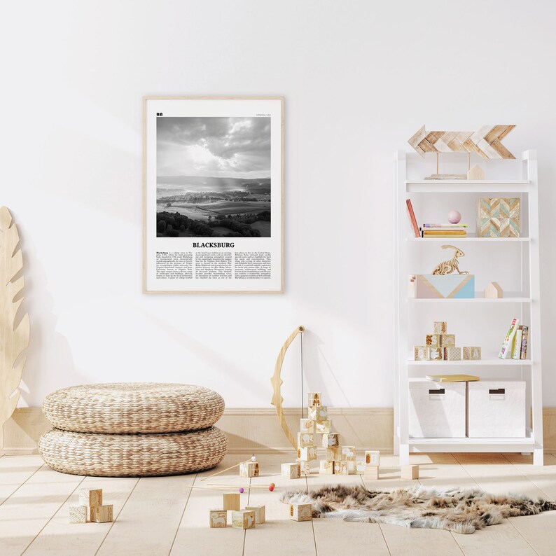 Blacksburg Print Black and White Blacksburg Wall Art Etsy