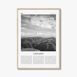 Caucasus Mountains Print Black and White, Caucasus Wall Art, Caucasus Poster, Caucasus Photo, Caucasus Wall Décor, Caucasus Map, Asia