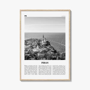 Piran Print Schwarzweiß, Piran Wandkunst, Piran Poster, Piran Foto, Piran Wanddekor, Pirano, Slowenien, Küste Karst