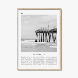 Ocean City Print schwarz weiß New Jersey Nr 2, Ocean City Wandkunst, Ocean City Poster, Ocean City Foto, Ocean City Wanddekor, USA