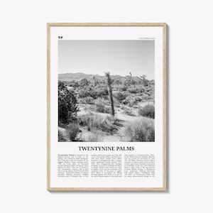 Twentynine Palms Poster Print Black and White, Joshua Tree Photo, California Wall Art