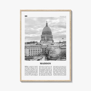 Madison Print zwart-wit nr. 2, Madison Wall Art, Madison Poster, Madison Photo, Madison Décor, Wisconsin, VS, Verenigde Staten