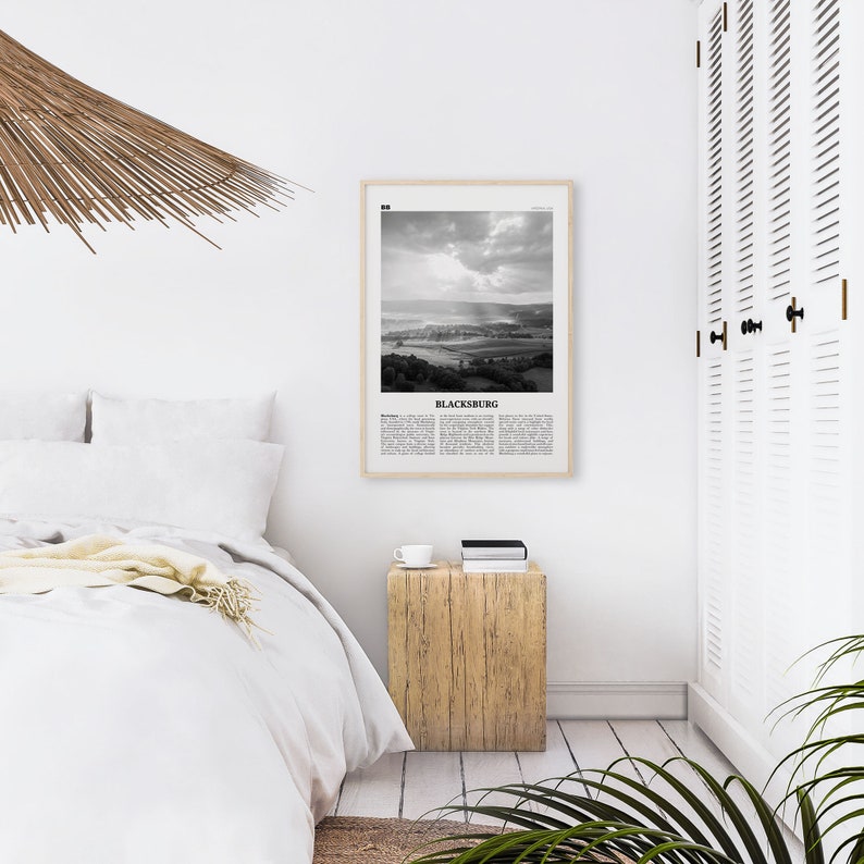 Blacksburg Print Black and White Blacksburg Wall Art Etsy