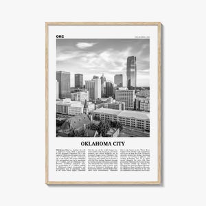 Oklahoma City Print Black and White No 1, Oklahoma City Wall Art, Oklahoma City Poster, Oklahoma City Photo, USA, United States, America
