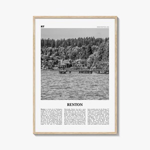 Renton Print Schwarzweiß, Renton Wandkunst, Renton Poster, Renton Foto, Renton Karte, Renton Wanddekor, Washington, USA, Vereinigte Staaten