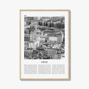 Liege Print Black and White, Liege Wall Art, Liege Poster, Liege Photo, Liege Wall Décor, Liege Map, Belgium
