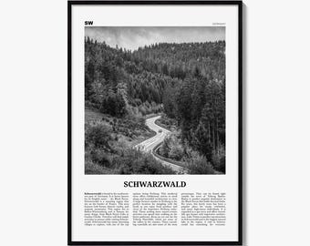 Schwarzwald Poster, Black and White Photo Print, Travel Newspaper Wall Art, Home Decor
